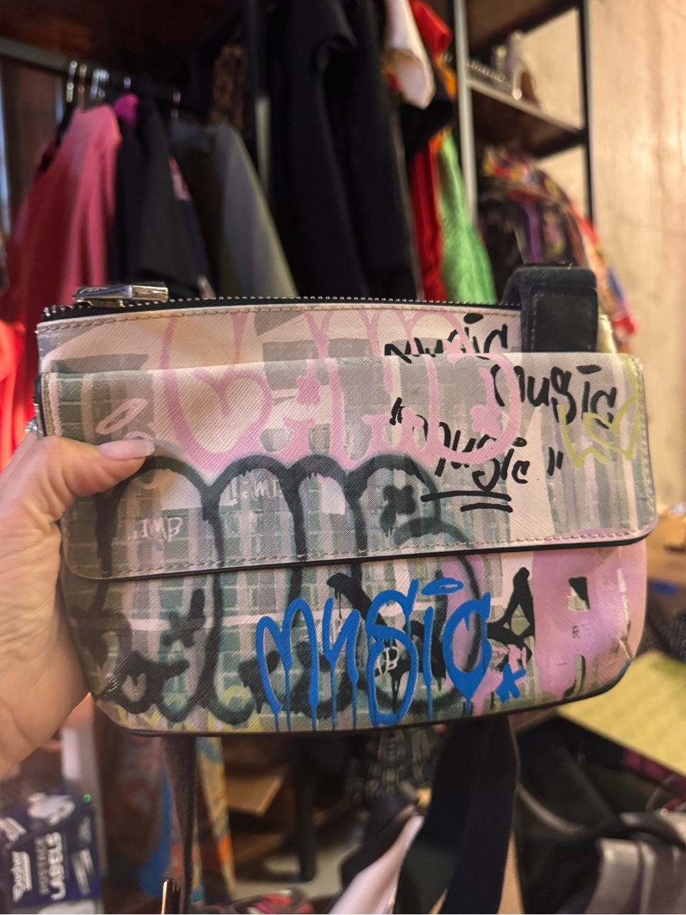 L.A.M.B Rare Y2K Graffiti Print Crossbody Bag